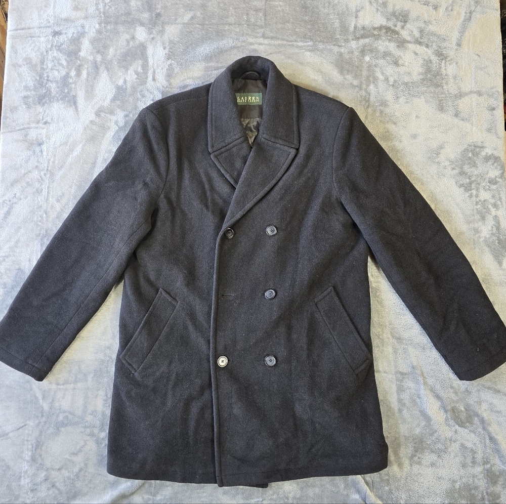 Lauren Ralph Lauren Men's Double-Breasted Pea Coat Size 42L Wool Blend Large